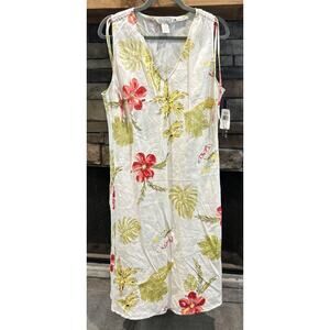 Women’s Uniform John Paul Richard Linen Floral Resort Dress Size L NWT *B2